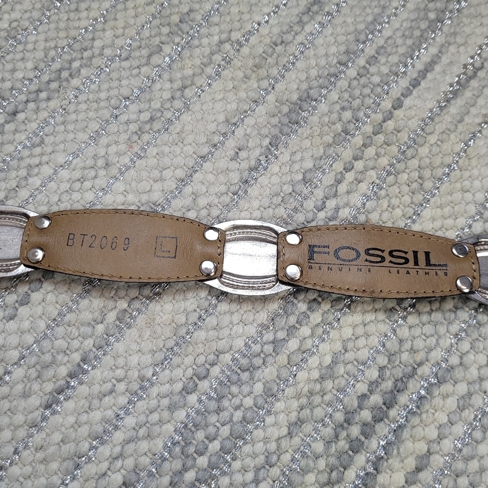 Fossil vintage leather & silver platted western belt - Picture 4 of 9